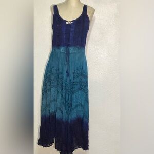 Lapogee vintage Blue tye-dye Ombre Maxi Dress large